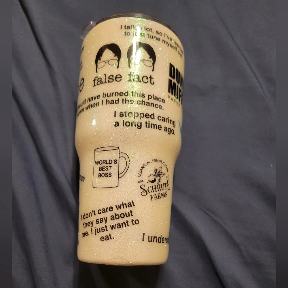 The Office Dunder Mifflin 30oz Tumbler Sparkly Show Quote Fan Favorite Quotes